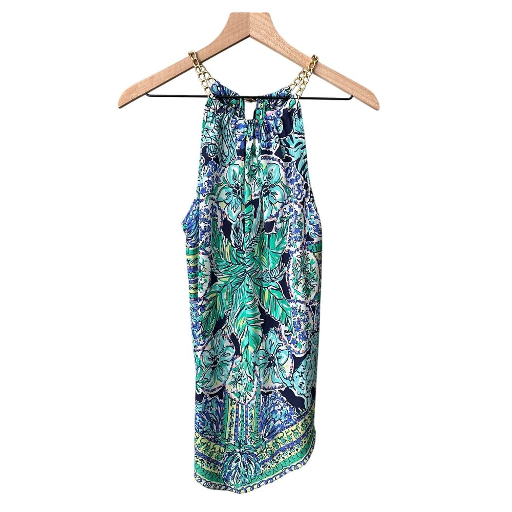 Lilly Pulitzer Silk Cabana Chain Halter Top Small